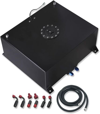 Black 20 Gallon Aluminum Fuel Cell Tank 80L with Level Sender & 6AN 12FT Fuel Line Hose Kit in Saudi Arabia