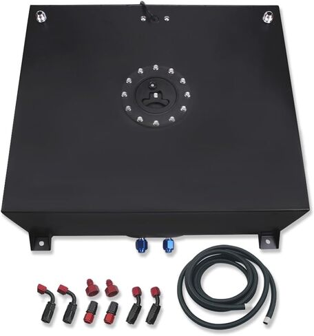 Black 20 Gallon Aluminum Fuel Cell Tank 80L with Level Sender & 6AN 12FT Fuel Line Hose Kit in Saudi Arabia
