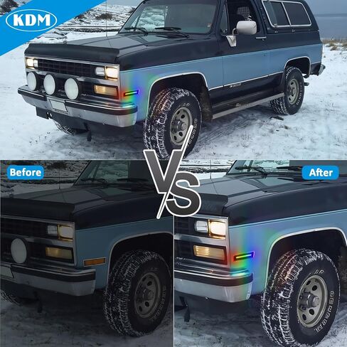 kdm rgb كامل led عدسة مدخنة الحاجز الجانب ماركر أضواء عاكسات متعددة الألوان، تناسب 1981-1991 تشيفي c10 c20 c30 gmc c1500 c2500 سوبربان بليزر جيمي، تجميع المصد الأمامي أضواء علامة الجانب، 2pack in Saudi Arabia