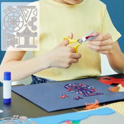 MAYJOYDIY Carousel Metal Die قطع عجلة فيريس بالونات الغيوم الكربون الصلب قطع يموت الربط معدات الملعب النقش يموت قطع الإستنسل لحفلة سكرابوكينغ DIY ورقة بطاقة الحرف اليدوية in Saudi Arabia