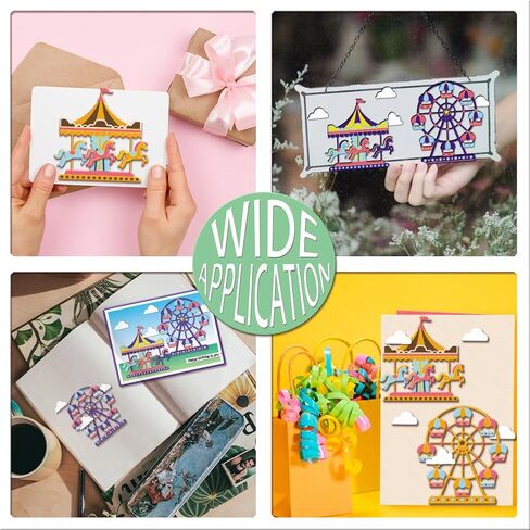 MAYJOYDIY Carousel Metal Die قطع عجلة فيريس بالونات الغيوم الكربون الصلب قطع يموت الربط معدات الملعب النقش يموت قطع الإستنسل لحفلة سكرابوكينغ DIY ورقة بطاقة الحرف اليدوية in Saudi Arabia