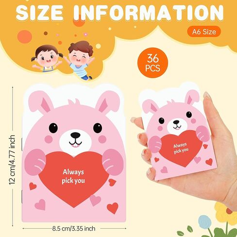 Aodaer 36 Pack Valentines Day Notebooks Mini Animal Notebooks Bulk Cute Cartoon Animal Journals for Valentine Party Favors Prizes Gift in Saudi Arabia