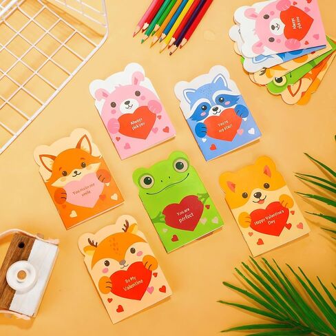 Aodaer 36 Pack Valentines Day Notebooks Mini Animal Notebooks Bulk Cute Cartoon Animal Journals for Valentine Party Favors Prizes Gift in Saudi Arabia