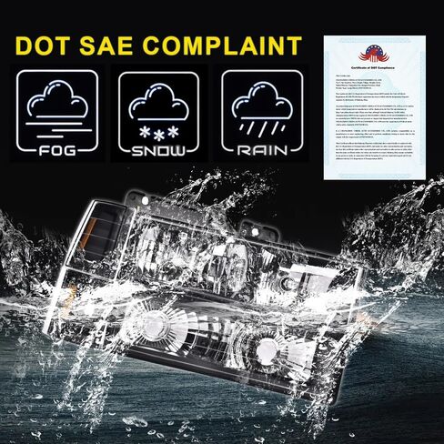 LQI LED Headlights Assembly Compatible with Chevy GMC C/K 1994-1999/ Fit Chevy Suburban C/K 1994-1999/ Fit Chevy Tahoe 1995-1999/ Fit GMC Yukon 1995-1999 Clear Lens Black Housing Clear Reflector in Saudi Arabia