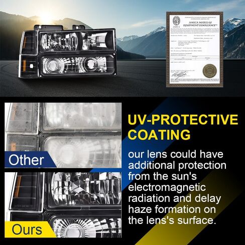 LQI LED Headlights Assembly Compatible with Chevy GMC C/K 1994-1999/ Fit Chevy Suburban C/K 1994-1999/ Fit Chevy Tahoe 1995-1999/ Fit GMC Yukon 1995-1999 Clear Lens Black Housing Clear Reflector in Saudi Arabia