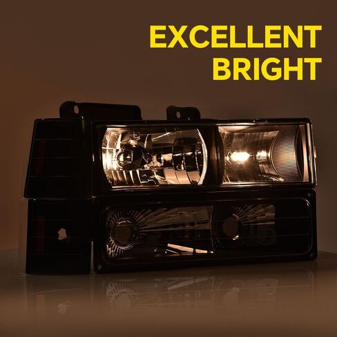 LQI LED Headlights Assembly Compatible with Chevy GMC C/K 1994-1999/ Fit Chevy Suburban C/K 1994-1999/ Fit Chevy Tahoe 1995-1999/ Fit GMC Yukon 1995-1999 Clear Lens Black Housing Clear Reflector in Saudi Arabia