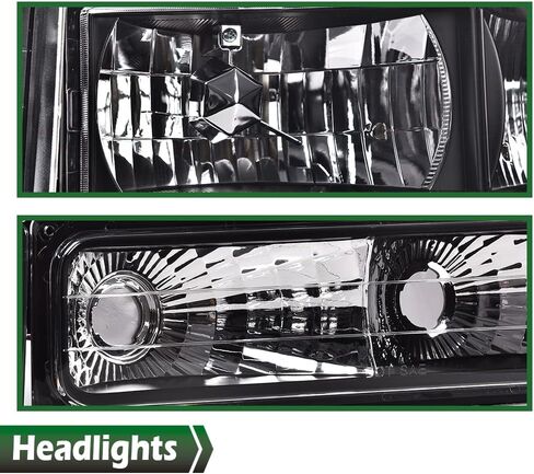 LQI LED Headlights Assembly Compatible with Chevy GMC C/K 1994-1999/ Fit Chevy Suburban C/K 1994-1999/ Fit Chevy Tahoe 1995-1999/ Fit GMC Yukon 1995-1999 Clear Lens Black Housing Clear Reflector in Saudi Arabia
