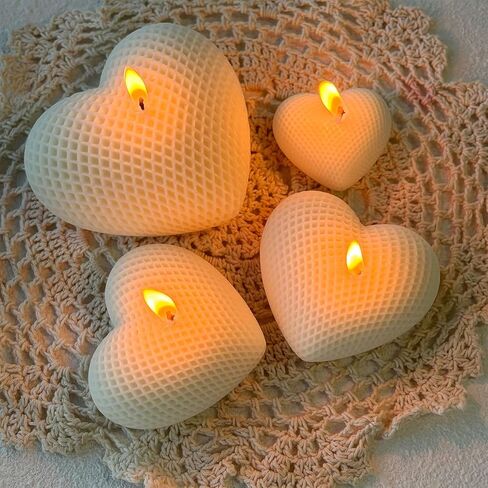 3PCS Woven Mesh Heart Candle Soap Silicone Mold, Heart Shape Silicone Molds for Epoxy Resin Casting Concrete Wax Plaster, 3D Unique Valentine's Day Mold for DIY Craft Keychain Home Decor in Kuwait