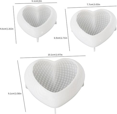 3PCS Woven Mesh Heart Candle Soap Silicone Mold, Heart Shape Silicone Molds for Epoxy Resin Casting Concrete Wax Plaster, 3D Unique Valentine's Day Mold for DIY Craft Keychain Home Decor in Kuwait