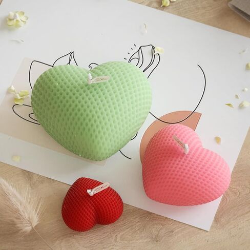 3PCS Woven Mesh Heart Candle Soap Silicone Mold, Heart Shape Silicone Molds for Epoxy Resin Casting Concrete Wax Plaster, 3D Unique Valentine's Day Mold for DIY Craft Keychain Home Decor in Kuwait