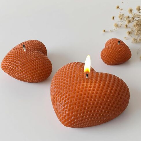 3PCS Woven Mesh Heart Candle Soap Silicone Mold, Heart Shape Silicone Molds for Epoxy Resin Casting Concrete Wax Plaster, 3D Unique Valentine's Day Mold for DIY Craft Keychain Home Decor in Kuwait