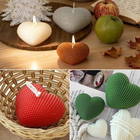 3PCS Woven Mesh Heart Candle Soap Silicone Mold, Heart Shape Silicone Molds for Epoxy Resin Casting Concrete Wax Plaster, 3D Unique Valentine's Day Mold for DIY Craft Keychain Home Decor in Kuwait