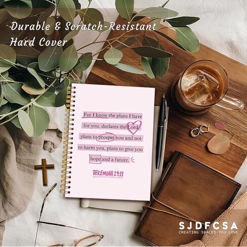 مجلة دفتر الملاحظات المسيحية الأرجواني، مجلة ملهمة لآية الكتاب المقدس للنساء، لوازم مذكرات الكتاب المقدس، هدايا مسيحية للنساء، لكن دفتر الملاحظات الحلزوني للكتاب المقدس الديني مقاس 5.5 × 8.3 بوصة in Kuwait