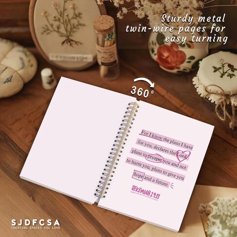 مجلة دفتر الملاحظات المسيحية الأرجواني، مجلة ملهمة لآية الكتاب المقدس للنساء، لوازم مذكرات الكتاب المقدس، هدايا مسيحية للنساء، لكن دفتر الملاحظات الحلزوني للكتاب المقدس الديني مقاس 5.5 × 8.3 بوصة in Kuwait