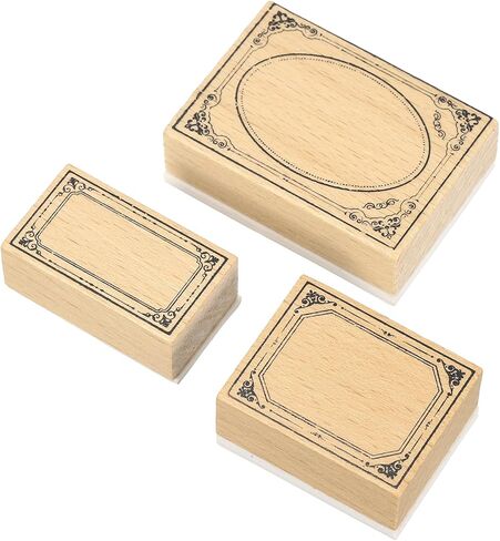 MECCANIXITY Wooden Rubber Stamp Set, Decorative Wooden Stamp for DIY Crafting Scrapbooking Diary Planner Journals Cards, Pack of 3(Midnight Song) in Saudi Arabia