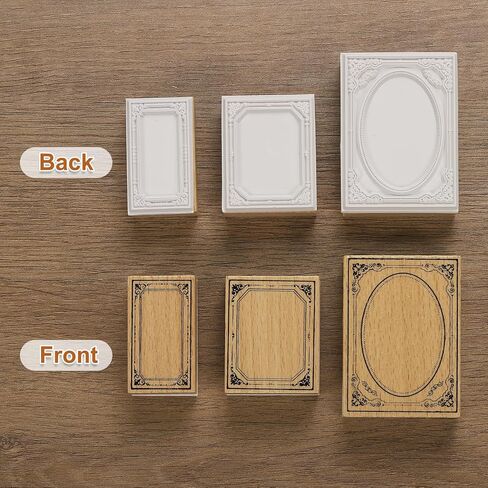 MECCANIXITY Wooden Rubber Stamp Set, Decorative Wooden Stamp for DIY Crafting Scrapbooking Diary Planner Journals Cards, Pack of 3(Midnight Song) in Saudi Arabia