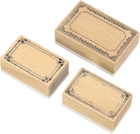 MECCANIXITY Wooden Rubber Stamp Set, Decorative Wooden Stamp for DIY Crafting Scrapbooking Diary Planner Journals Cards, Pack of 3(Midnight Song) in Saudi Arabia