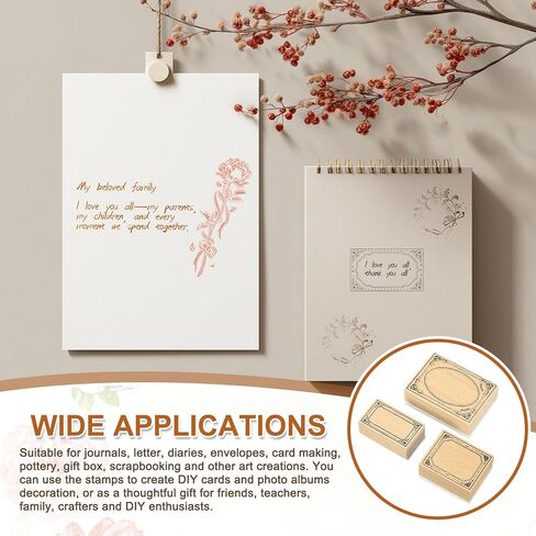 MECCANIXITY Wooden Rubber Stamp Set, Decorative Wooden Stamp for DIY Crafting Scrapbooking Diary Planner Journals Cards, Pack of 3(Midnight Song) in Saudi Arabia