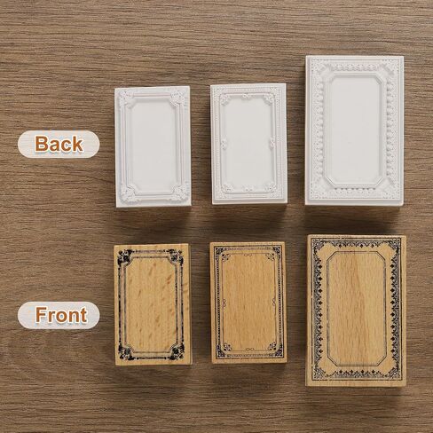 MECCANIXITY Wooden Rubber Stamp Set, Decorative Wooden Stamp for DIY Crafting Scrapbooking Diary Planner Journals Cards, Pack of 3(Midnight Song) in Saudi Arabia