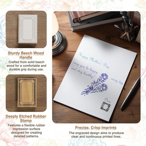MECCANIXITY Wooden Rubber Stamp Set, Decorative Wooden Stamp for DIY Crafting Scrapbooking Diary Planner Journals Cards, Pack of 3(Midnight Song) in Saudi Arabia