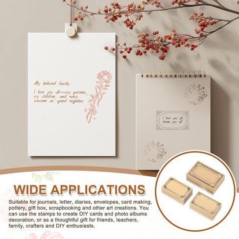 MECCANIXITY Wooden Rubber Stamp Set, Decorative Wooden Stamp for DIY Crafting Scrapbooking Diary Planner Journals Cards, Pack of 3(Midnight Song) in Saudi Arabia