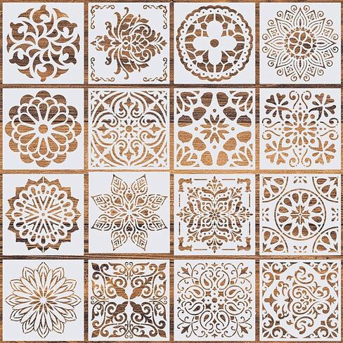 16 Pcs Creative Drawing Stencils, Reusable Drawing Painting Stencil Templates for Crafts, Xmas Decor Stencil for DIY Painting Art Scrapbook (6 x 6 Inch) in Saudi Arabia