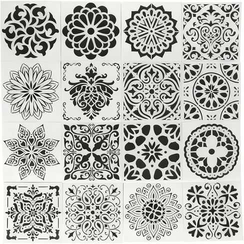 16 Pcs Creative Drawing Stencils, Reusable Drawing Painting Stencil Templates for Crafts, Xmas Decor Stencil for DIY Painting Art Scrapbook (6 x 6 Inch) in Saudi Arabia