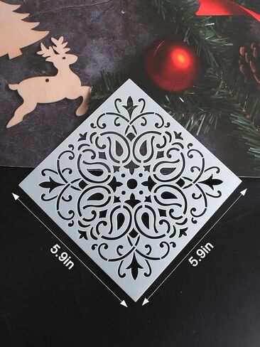 16 Pcs Creative Drawing Stencils, Reusable Drawing Painting Stencil Templates for Crafts, Xmas Decor Stencil for DIY Painting Art Scrapbook (6 x 6 Inch) in Saudi Arabia