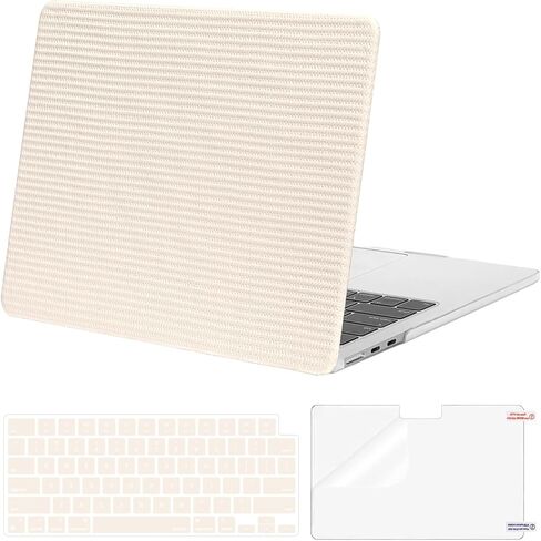 حافظة MOSISO متوافقة مع جهاز MacBook Air 13 بوصة 2025 2024 2023 2022 M4 A3240 M3 A3113 M2 A2681، هيكل سياج مضاد لبصمات الأصابع مصنوع من جلد البولي يوريثان وغطاء صلب من البلاستيك وغطاء لوحة مفاتيح وشاشة، بيج in Saudi Arabia