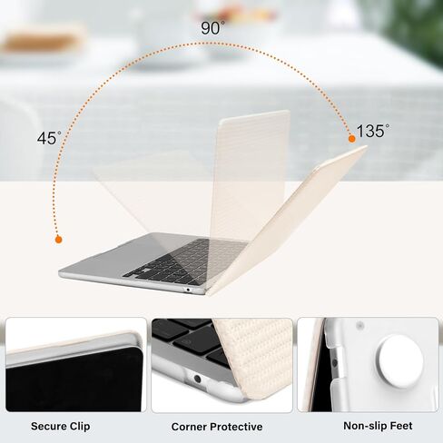 حافظة MOSISO متوافقة مع جهاز MacBook Air 13 بوصة 2025 2024 2023 2022 M4 A3240 M3 A3113 M2 A2681، هيكل سياج مضاد لبصمات الأصابع مصنوع من جلد البولي يوريثان وغطاء صلب من البلاستيك وغطاء لوحة مفاتيح وشاشة، بيج in Saudi Arabia