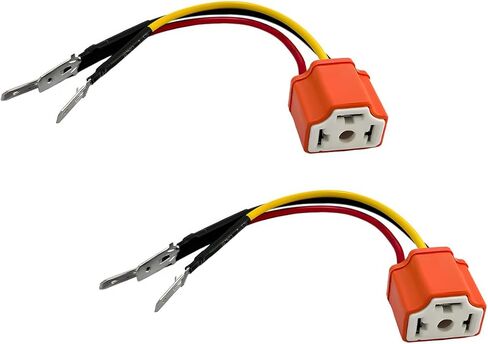 2 PCS H4 9003 HB2 Headlight Socket, 16AWG Ceramic Pigtail Wiring Harness Connector with 3 Adapter, Headlight Fog Light Sockets Female Plug Fix Un-Standard H4 Plug Pins in Saudi Arabia