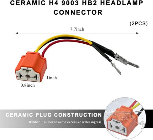 2 PCS H4 9003 HB2 Headlight Socket, 16AWG Ceramic Pigtail Wiring Harness Connector with 3 Adapter, Headlight Fog Light Sockets Female Plug Fix Un-Standard H4 Plug Pins in Saudi Arabia