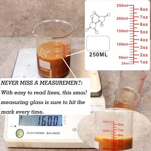 مجموعة أكواب قياس زجاجية صغيرة من Ackers، البورسليكات، أكواب قياس 2oz 4oz 8oz in Kuwait
