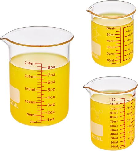 مجموعة أكواب قياس زجاجية صغيرة من Ackers، البورسليكات، أكواب قياس 2oz 4oz 8oz in Kuwait