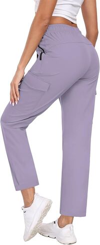 Women's Quick Dry Cargo Pants Water Resistant Hiking Pants Lightweight High Waisted Pants Zipper Pocket QYY24013 in Kuwait