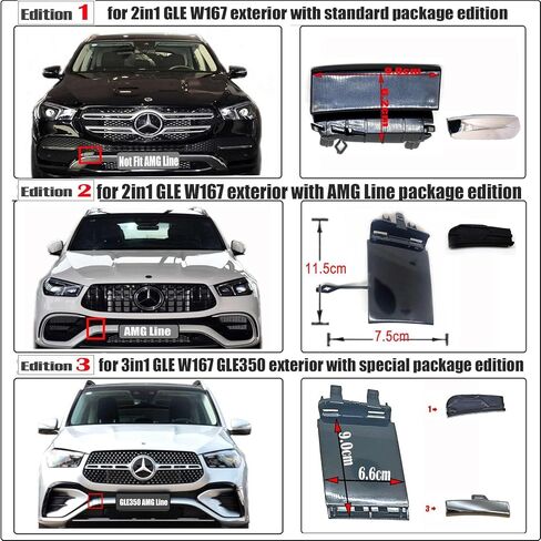 غطاء السحب الأمامي 2in1 Fit 19-24 Mercedes-Benz V167 W167 لـ GLE 300 350 400 450 580 53amg 63amg SUV 2019 2020 2021 2022 2023 2024 غطاء العين لقطر المصد in Saudi Arabia
