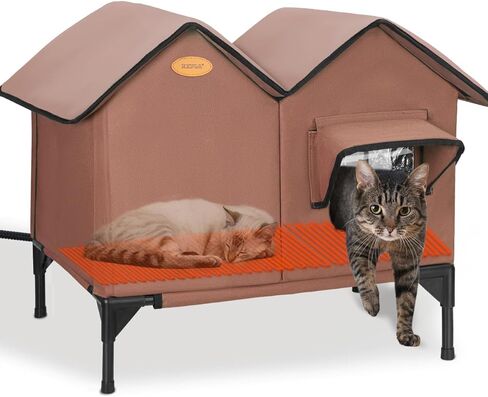 بيوت قطط مُدفأة للقطط الخارجية - بيت قطط خارجي مُدفأ ومعزول ومقاوم للعوامل الجوية لفصل الشتاء - مأوى للقطط الوحشية للقطط الخارجية - بيت قطط مُدفأ خارجي (أخضر) in Kuwait