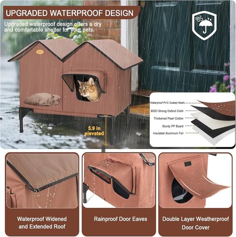 بيوت قطط مُدفأة للقطط الخارجية - بيت قطط خارجي مُدفأ ومعزول ومقاوم للعوامل الجوية لفصل الشتاء - مأوى للقطط الوحشية للقطط الخارجية - بيت قطط مُدفأ خارجي (أخضر) in Kuwait