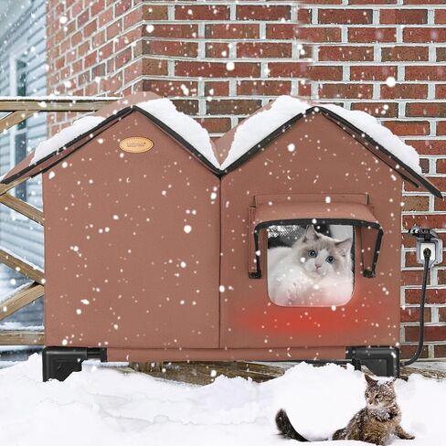 بيوت قطط مُدفأة للقطط الخارجية - بيت قطط خارجي مُدفأ ومعزول ومقاوم للعوامل الجوية لفصل الشتاء - مأوى للقطط الوحشية للقطط الخارجية - بيت قطط مُدفأ خارجي (أخضر) in Kuwait