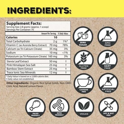 Superieur Electrolyte Powder Packets - Vegan Electrolyte Hydration Powder w/Sea Minerals - Keto Friendly, Non-GMO, Zero Sugar Electrolyte Supplement - Healthy Sports Drink - Citrus (14 Packets) in Saudi Arabia