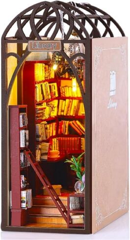 مجموعة زوايا الكتب التي يمكنك صنعها بنفسك مع مصابيح LED، وإدراج رف الكتب الخشبي ثلاثي الأبعاد وديكور بيت الدمى، ومجموعة بناء النماذج الإبداعية مع الأثاث للمكتب المنزلي، أو المكتبة، أو كدفاتر in Kuwait