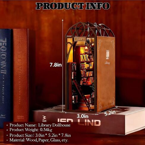 مجموعة زوايا الكتب التي يمكنك صنعها بنفسك مع مصابيح LED، وإدراج رف الكتب الخشبي ثلاثي الأبعاد وديكور بيت الدمى، ومجموعة بناء النماذج الإبداعية مع الأثاث للمكتب المنزلي، أو المكتبة، أو كدفاتر in Kuwait