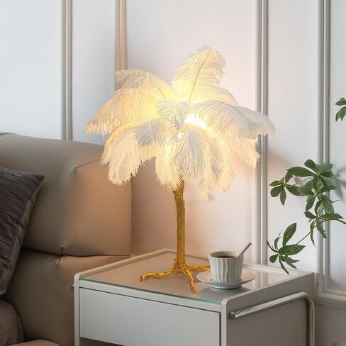 ZYLEIESENBAO Pink Feather Lamp Romantic Ostrich Feather Floor Lamp Nordic Fluffy Standing Light for Girl Bedside Creative Furry Floor Lamp for Sofa Living Room Corner in Bedroom Hotel Wedding in Saudi Arabia