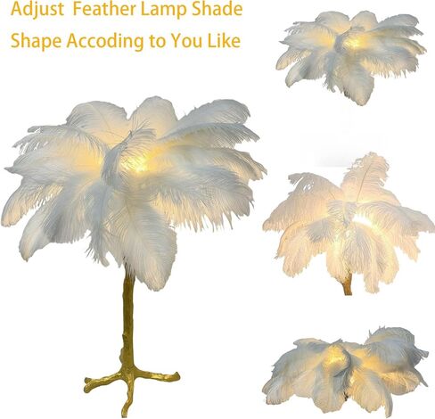 ZYLEIESENBAO Pink Feather Lamp Romantic Ostrich Feather Floor Lamp Nordic Fluffy Standing Light for Girl Bedside Creative Furry Floor Lamp for Sofa Living Room Corner in Bedroom Hotel Wedding in Saudi Arabia