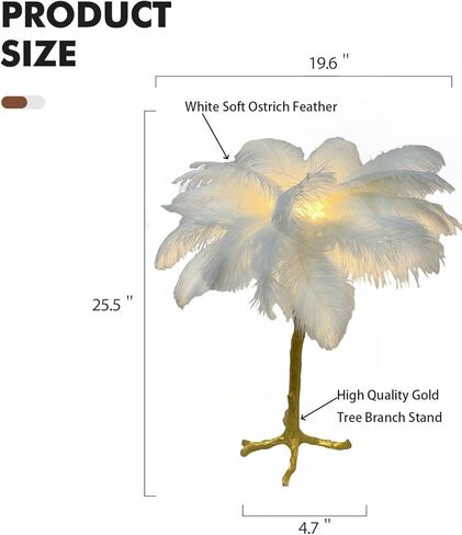 ZYLEIESENBAO Pink Feather Lamp Romantic Ostrich Feather Floor Lamp Nordic Fluffy Standing Light for Girl Bedside Creative Furry Floor Lamp for Sofa Living Room Corner in Bedroom Hotel Wedding in Saudi Arabia