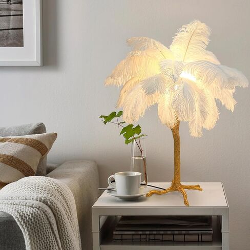 ZYLEIESENBAO Pink Feather Lamp Romantic Ostrich Feather Floor Lamp Nordic Fluffy Standing Light for Girl Bedside Creative Furry Floor Lamp for Sofa Living Room Corner in Bedroom Hotel Wedding in Saudi Arabia