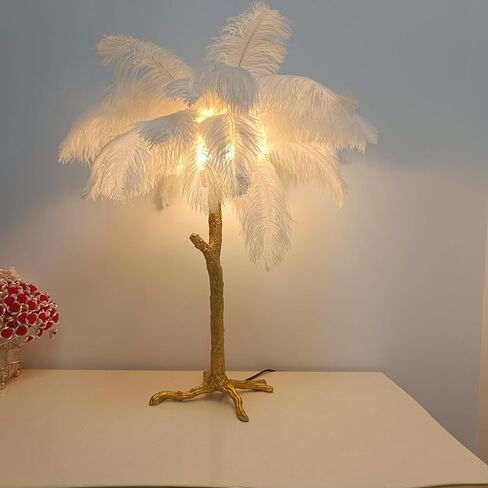 ZYLEIESENBAO Pink Feather Lamp Romantic Ostrich Feather Floor Lamp Nordic Fluffy Standing Light for Girl Bedside Creative Furry Floor Lamp for Sofa Living Room Corner in Bedroom Hotel Wedding in Saudi Arabia