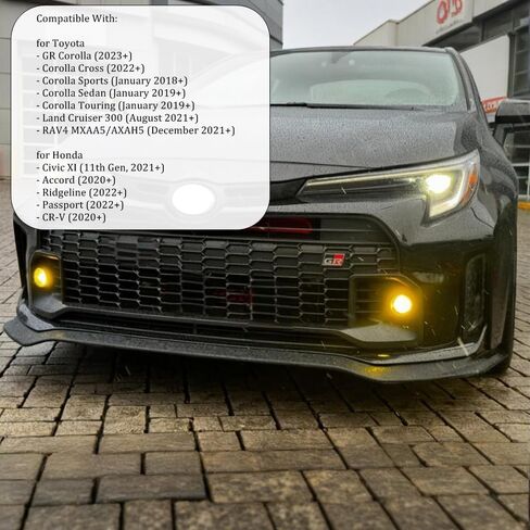 مصابيح الضباب L1B TF1 LED، لون مزدوج 3000K أصفر/أبيض 6500K، 70W 7000LM، التوصيل والتشغيل، لسيارة Toyota 2023+ GR Corolla Cross Sedan RAV4، Honda 11th Gen Ridgeline CR-V، حزمة من 2 in Saudi Arabia