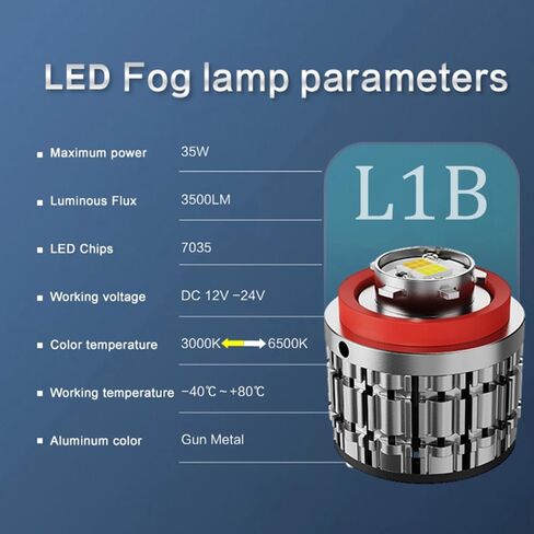 مصابيح الضباب L1B TF1 LED، لون مزدوج 3000K أصفر/أبيض 6500K، 70W 7000LM، التوصيل والتشغيل، لسيارة Toyota 2023+ GR Corolla Cross Sedan RAV4، Honda 11th Gen Ridgeline CR-V، حزمة من 2 in Saudi Arabia
