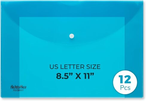 Legal Size Plastic Envelopes with Snap Closure - 12 PCs, 6 Assorted Colors- FLEXOFFICE - for US Letter A4 Legal Size Poly Filling Envelope Clear File Folder for School Home Work Office in Saudi Arabia